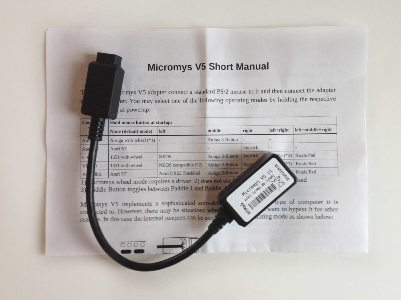 Micromys V5 – PS/2-musadapter