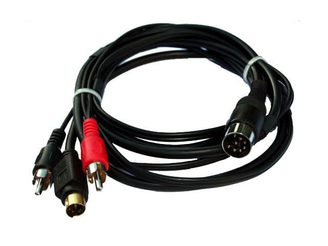 Mini-DIN (S-Video) kabel med 2×RCA for lyd (3 meter)